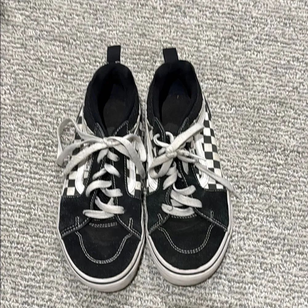 Kids Black and White Checkered Vans Sneakers